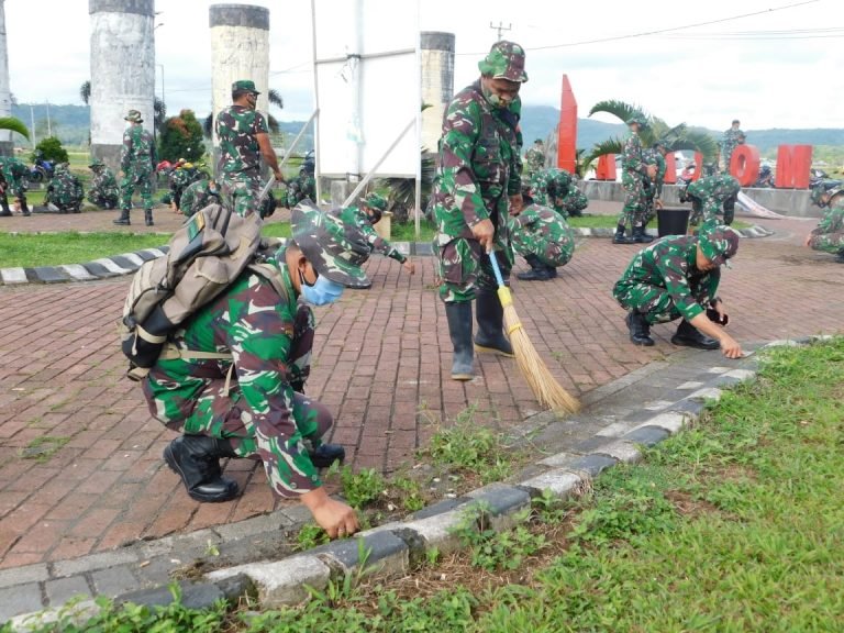 Sambut HUT TNI ke-75, Kodim Minahasa Gelar Karya Bakti