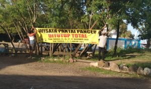 Polres Serang bersama Instansi Terkait Tutup Sementara Pantai Gope dan Pantai Pancer