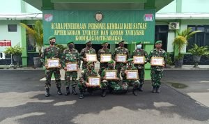 Dandim 0510/Trs Terima 12 Personil Kembali Tugas Satgas Apter