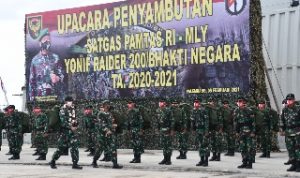 Pangdam II/Swj Sambut 450 Personel Pamtas RI-Malaysia Yonif Raider 200/BN