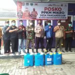 Pemdes Pangadegan Gandeng TNI, Polri dan Ormas Lakukan Penyemprotan Disinfektan