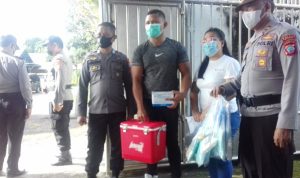 Panyaluran 163 Vial Vaksin C-19 di Kawal Personel Polres Bitung
