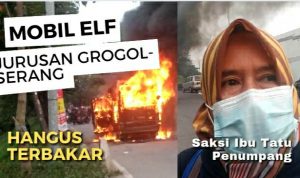 Mobil Jurusan Grogol – Serang Hangus Terbakar di Persimpangan Tol Serang Timur