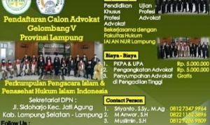 Pendaftaran Calon Advokat Gelombang V Provinsi Lampung