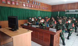 Dandim 1302/Minahasa  Sinaga Bersama Jajaran Ikuti Pengarahan Pangdam XIII/Merdeka Melalui Vicon