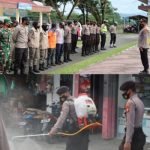 Polres Halsel dan Satgas Covid 19 Laksanakan Penyemprotan Desinvektan