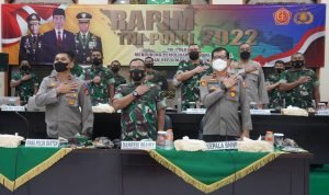 Danrem 064/MY Mengikuti Rapim TNI Polri Tahun 2022 Secara Virtual