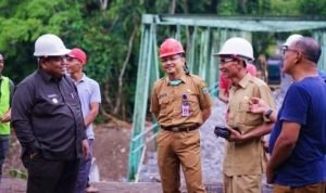 Peduli Kebutuhan Masyarakat, Bupati Suhatri Bur Tinjau Langsung Pengerjaan Jembatan Lubuk Napa