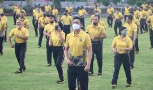 Polres Klungkung Gelar Olah Raga Bersama Unsur TNI dan Forkopimda