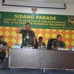 Aspers Kasdam II/Swj Pimpin Sidang Parade Penerimaan Cata Sub Pandasus Palembang