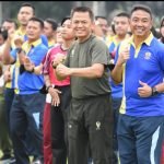 Danrem 131/Santiago Olahraga Bersama TNI-POLRI, Peringati HUT TNI ke-77