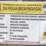 Proyek Drainase Dinas PUPR Kota Tangerang Diduga Dikerjakan Asal Jadi