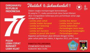 Semarakan HUT RI Ke 77, Desa Sarani Matani Gelar Lomba Rekreasi Masyarakat