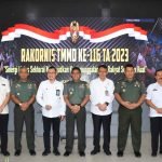Melalui Vidcon, Danrem 044/Gapo Ikuti Rakornis Pelaksanaan TMMD ke-116 Tahun 2023