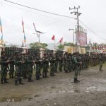 Satgas Yonif Raider 200/BN Ikuti Upacara Peringatan HUT Bhayangkara ke 77 di Polres Yahukimo