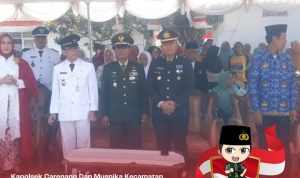 Personil Polsek Carenang Bersama Muspika Melaksanakan Upacara Peringatan HUT RI ke 78 di Lapangan Kecamatan Carenang