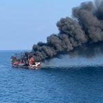 Kapal KM. Mina Maritim 036 terbakar di perairan Halmahera Selatan
