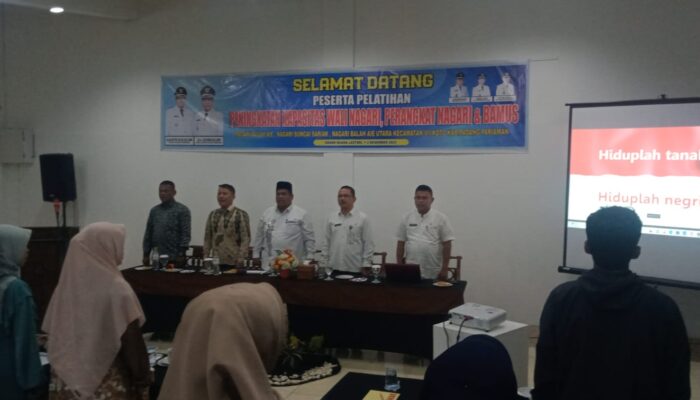 Bupati Suhatri Bur Didampingi Kadis PMD Buka Pelatihan Peningkatan Kapasitas Perangkat Nagari