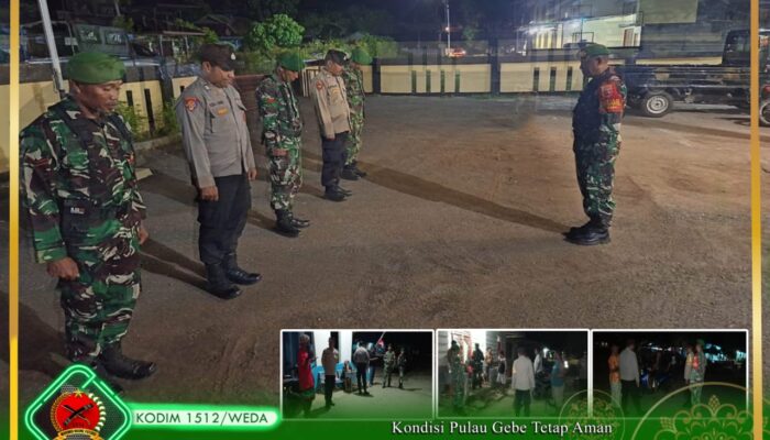 Cegah Peredaran Miras, Koramil dan Polsek Gebe Gelar Patroli Malam 