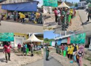 Anggota Koramil 1512-03/Gebe bersama Persit dan Warga Laksanakan Jumat Bersih di Pasar Pulau Gebe 