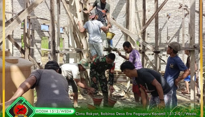 Cinta Rakyat, Babinsa Desa Era Fagogoru Koramil 1512-01/Weda terus Bantu Pengecoran Masjid Al-Hidayah