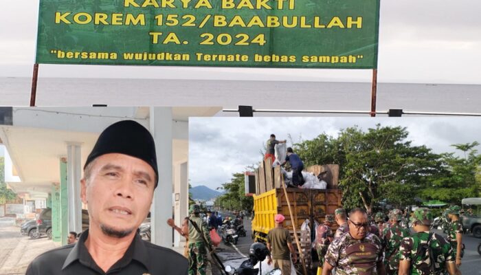 Terjunkan Personil Bersihkan Sampah di Kota Ternate, Kadis DLH Berterimakasih Kepada Korem 152/Baabullah