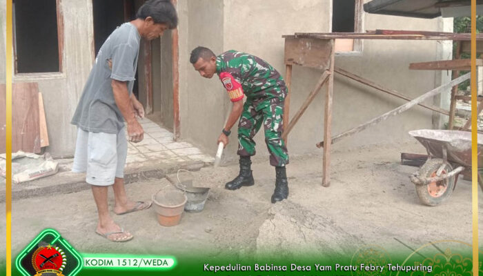 Kepedulian Babinsa Desa Yam, Merenovasi Rumah Tidak Layak Huni Milik Warga Binaan