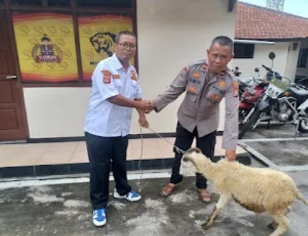 Kapolsek Cikupa Serahkan Hewan Qurban Kepada Ketua Pokdar Kamtibmas Bhayangkara 3 IMG 20240615 WA0017
