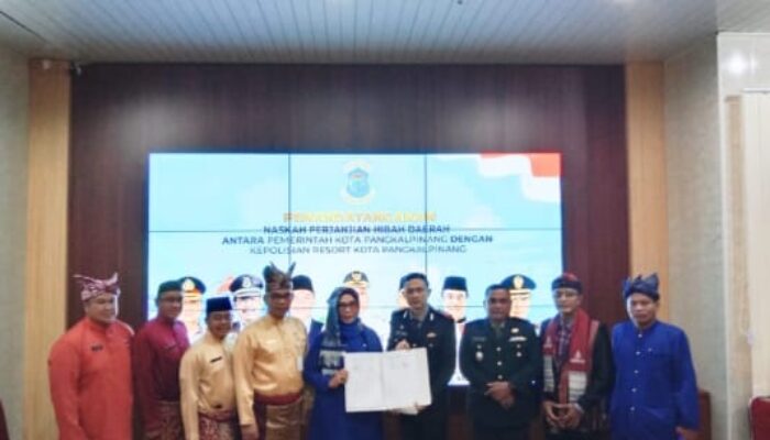 Pj Walikota dan Kapolres Pangkalpinang Gelar Penandatanganan Naskah Perjanjian Hibah Daerah