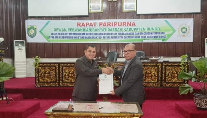 DPRD Bungo Dengan Pemda Sepakati Rancangan Perubahan KUA dan Rancangan Perubahan PPAS APBD Tahun 2024