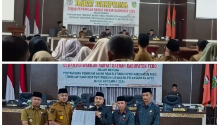 DPRD Tebo Gelar Paripurna, Seluruh Fraksi Setujui Ranperda Pertanggungjawaban APBD 2024