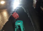 Bekas Galian PDAM di Jalan Raya Kukun Rajeg Amblas, Pemotor Kerap Terjatuh