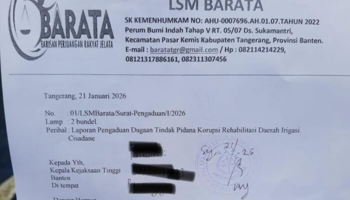 Kejati Banten Disorot: 4 Bulan Lapdu Dugaan Korupsi Proyek Turap Cisadane Mandek Tanpa Kejelasan