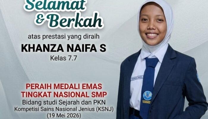 Khanza Naifa, Siswi SMPN 6 Pasar Kemis Raih 3 Medali Nasional KSNJ 2026