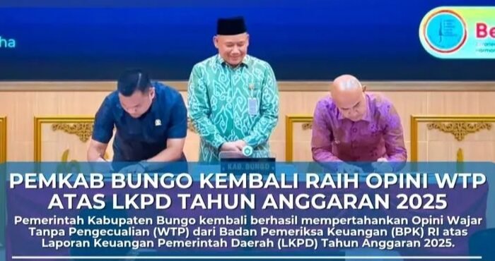 Bungo Kembali Raih WTP 2025, Ketua DPRD M. Adani Dampingi Bupati Terima LHP BPK