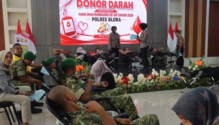 Polres Blora Kumpulkan 121 Kantong Darah Sambut HUT Bhayangkara ke-80