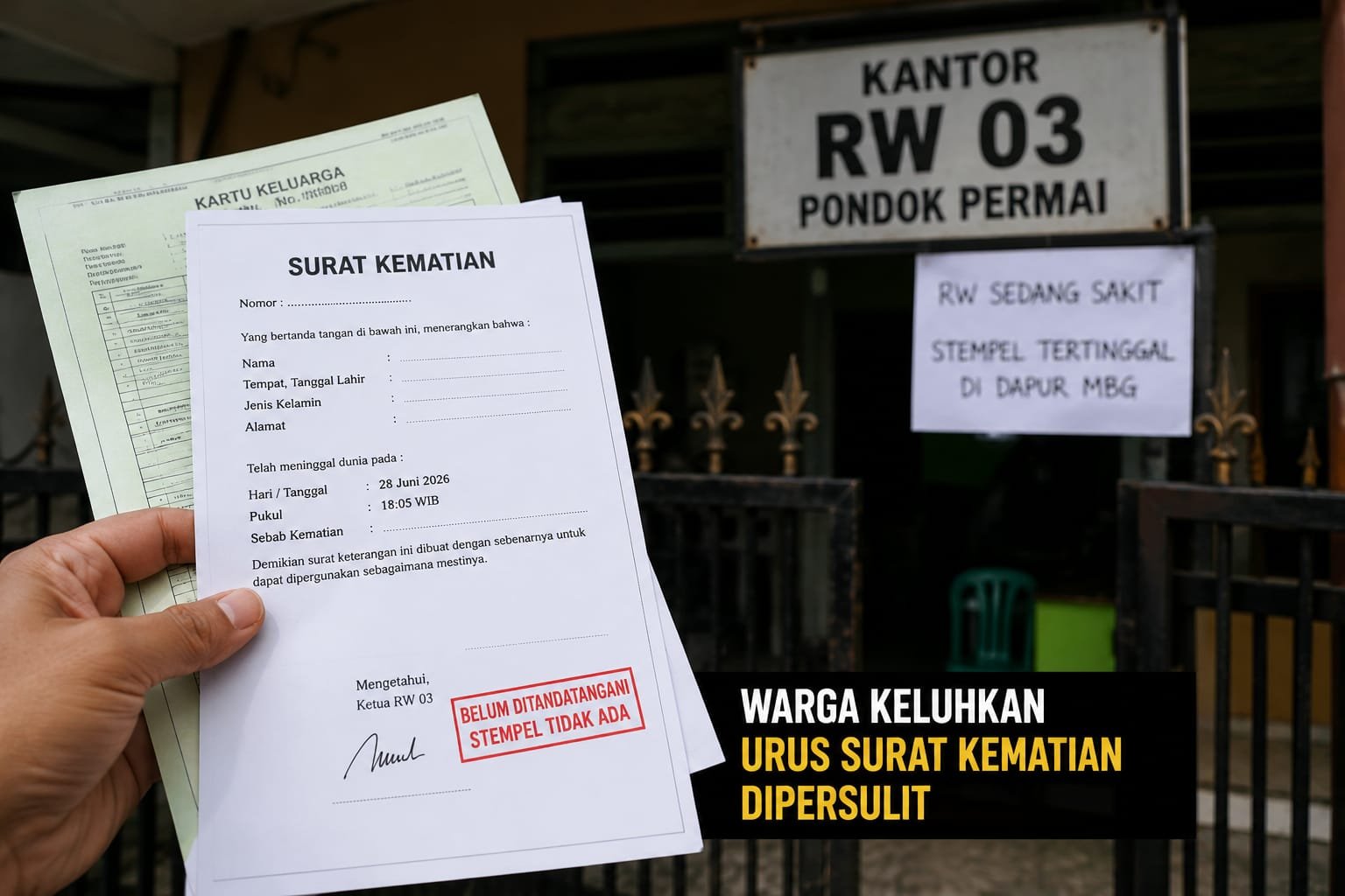 Urus Surat Kematian, Warga Pondok Permai Keluhkan Tanda Tangan dan Stempel RW Dipersulit 1 IMG 20260701 WA0036