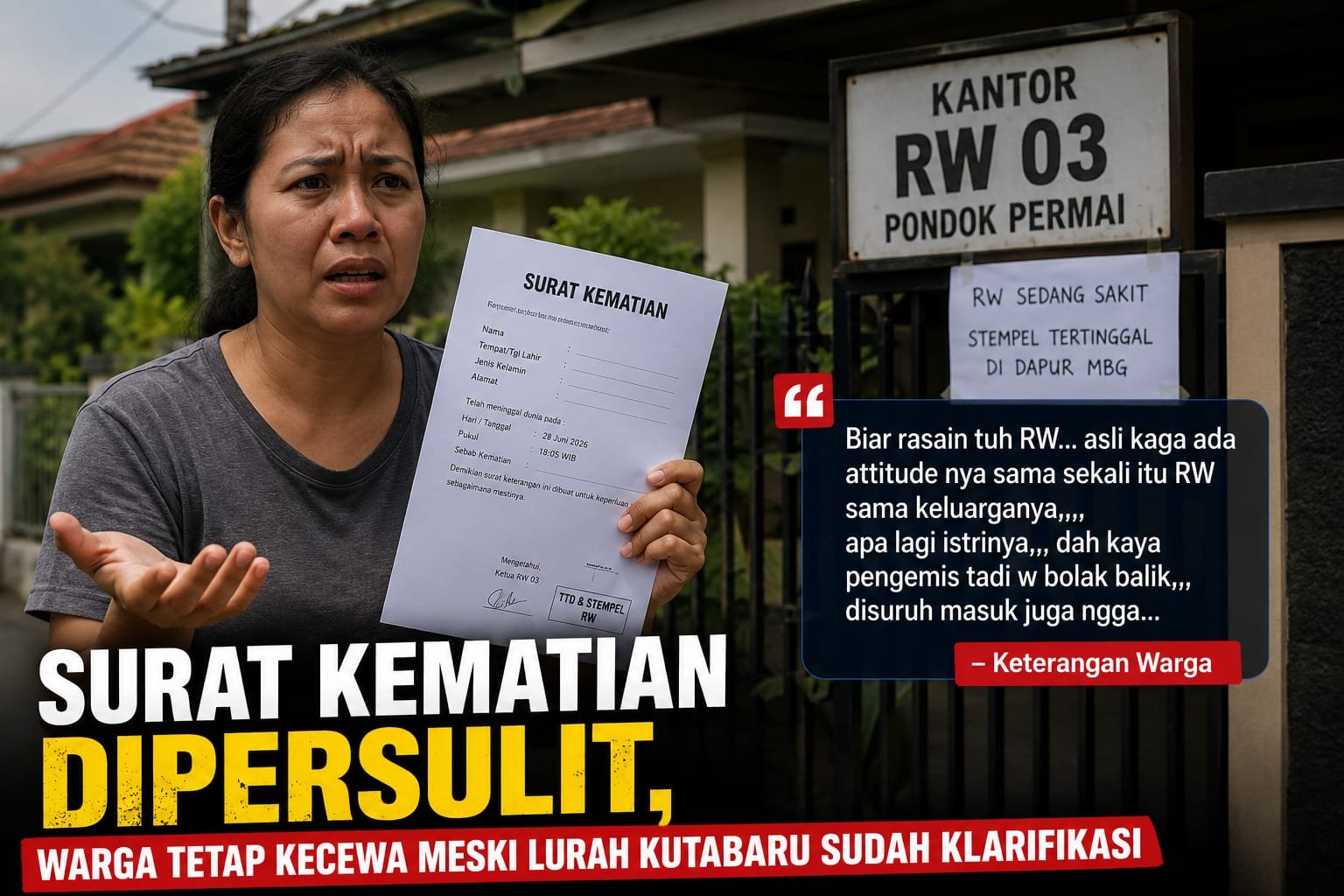 Surat Kematian Dipersulit, Warga Pondok Permai Tetap Kecewa Meski Lurah Kutabaru Sudah Klarifikasi 1 IMG 20260701 WA0044