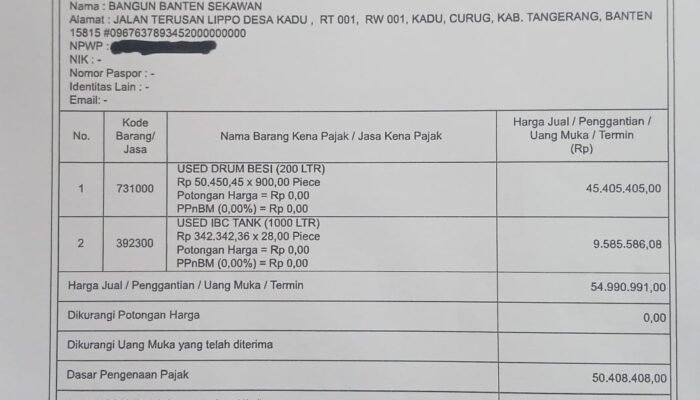 HEBOH! Nama PT BBS Diduga Dicatut dalam Faktur Pajak Limbah B3