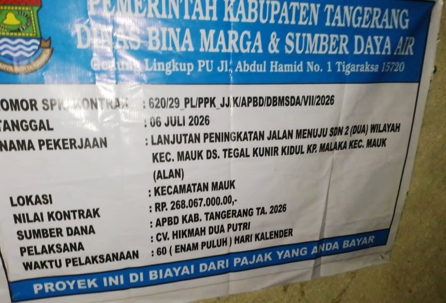Jalan Rp268 Juta di Mauk Disorot, Cor Beton Diduga Tanpa Begisting dan Pengawasan Dipertanyakan 1 IMG 20260812 WA01121