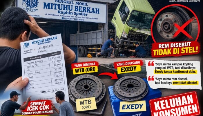 Kampas Kopling Tak Sesuai Pesanan, Rem Disebut Tak Disetel: Konsumen Keluhkan Pelayanan Bengkel Mituhu Berkah Serang