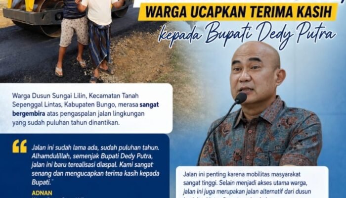 Jalan Sungai Lilin Akhirnya Diaspal, Warga Bungo: Terima Kasih Pak Bupati!