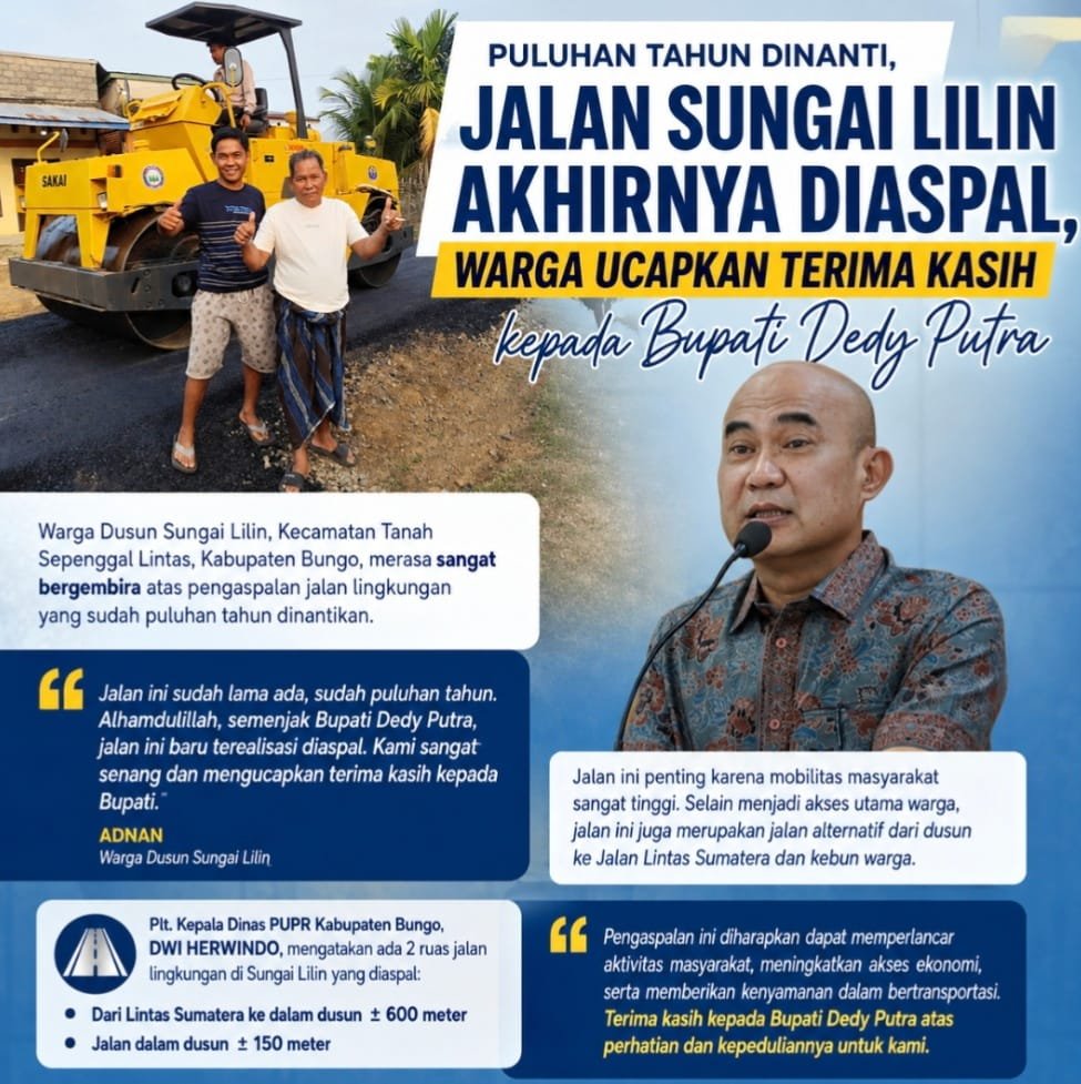Jalan Sungai Lilin Akhirnya Diaspal, Warga Bungo: Terima Kasih Pak Bupati! 1 IMG 20260901 WA0052