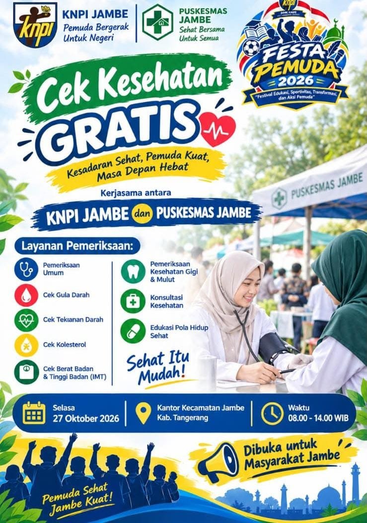 KNPI Jambe Gelar Cek Kesehatan Gratis, Warga Bisa Periksa Gula Darah hingga Kolesterol 1 IMG 20261027 WA0018